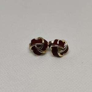 Gold Tone Enameled Knot Clip-on earrings